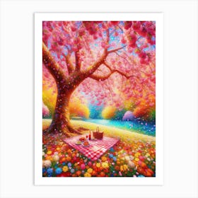 Picnic Under The Cherry Tree Art Print