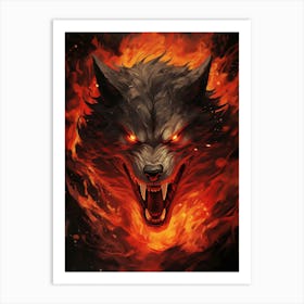 Wolf In Flames 13 Art Print