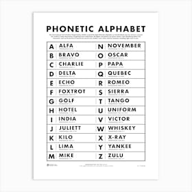 Phonetic Alphabet 3 Art Print