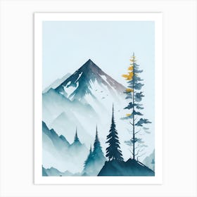 Mountain And Forest In Minimalist Watercolor Vertical Composition 201 Art Print