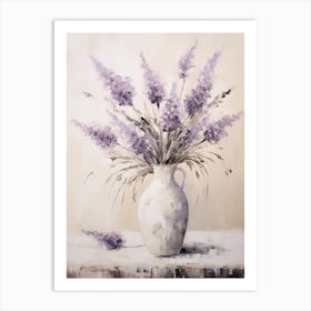 Lavender, Autumn Fall Flowers Sitting In A White Vase, Farmhouse Style 2 Art Print