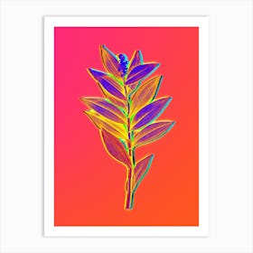 Neon Smilacina Stellata Botanical in Hot Pink and Electric Blue n.0245 Art Print