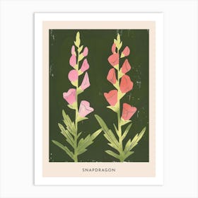 Pink & Green Snapdragon 1 Flower Poster Art Print