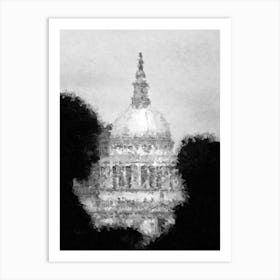 London St Pauls Bw Digital Oil Painting Art Print