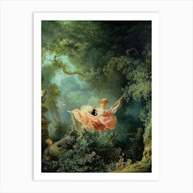 The Swing Black Cat Inspired By Jean Honoré Fragonard Art Print