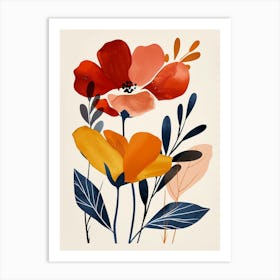 Botanical Tropical Leaves Groovy 8 Art Print