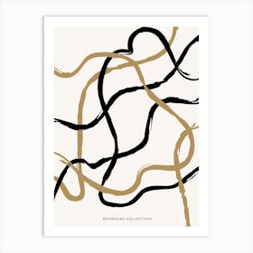 Black And Gold Brushstrokes Art Print