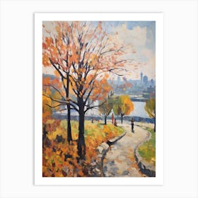 Autumn City Park Painting Kalemegdan Park Belgrade Serbia 3 Art Print