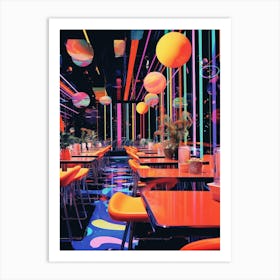 Retro Space Diner Collage Art Print