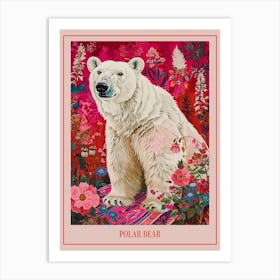 Floral Animal Painting Polar Bear 3 Poster Art Print