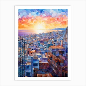 Cityscape and Sunset Art Print