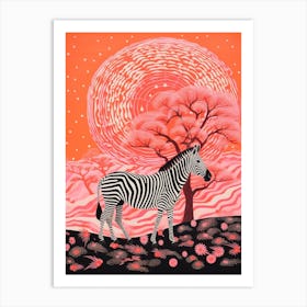 Zebra Under The Baobab Tree 1 Art Print