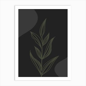 Plant On A Black Background Art Print