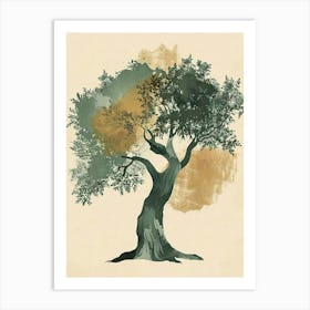 Olive Tree Minimal Japandi Illustration 1 Art Print