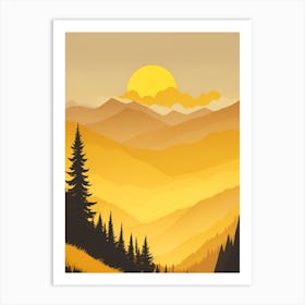 Misty Mountains Vertical Composition In Yellow Tone 6 Art Print