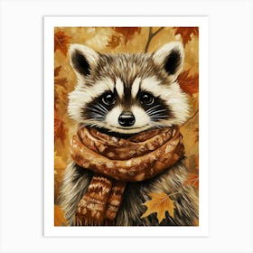 Autumn Raccoon Art Print