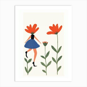 Girl With Flowers Art Print