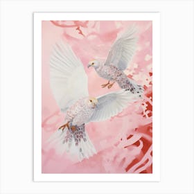 Pink Ethereal Bird Painting Cuckoo Art Print