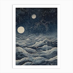 Moonlight Over The Ocean 1 Art Print