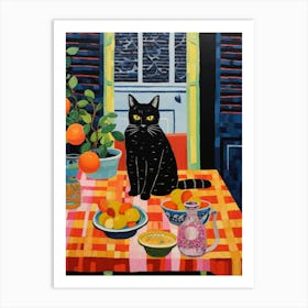 Cat On A Table Art Print