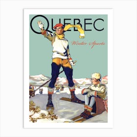 Quebec, Couple Of Skiers Art Print