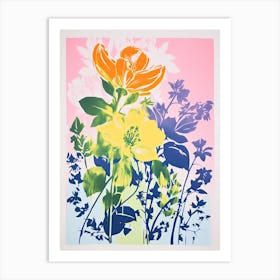 Colourful Flower Still Life Risograph Style 38 Art Print