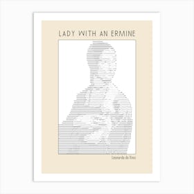 Ascii Art Minimalist – Lady With An Ermine – Leonardo Da Vinci – Classic Painting Art Print