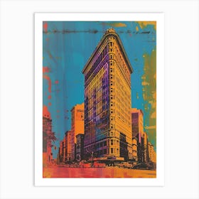 Flatiron Building New York Colourful Silkscreen Illustration 1 Art Print