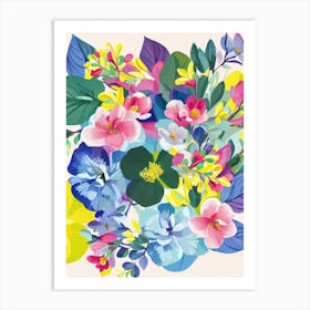 Magnolia Modern Colourful Flower Art Print
