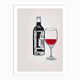 Cabernet Franc Rosé Picasso Line Drawing Cocktail Poster Art Print