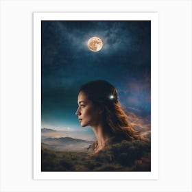 Woman In The Moonlight Art Print
