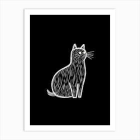 Abstract Sketch Cat Line Drawing 3 Art Print