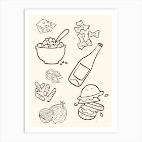 Doodle Food Icons Set Art Print