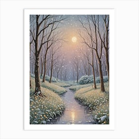 Soft Hues Snowy Stream Art Print