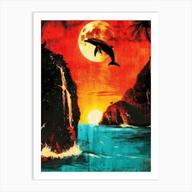 Dolphin At Sunset Art Print