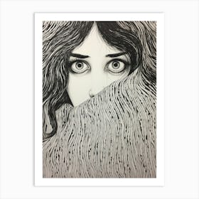 Detailed Sketch Illustration Of Wide Eyed Person Art Print