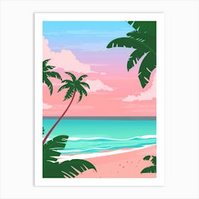 Beach Landscape With Palm Trees Art Print