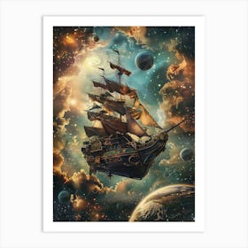 Fantasy Ship Floating in the Galaxy 21 Art Print