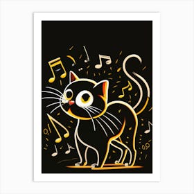 Cat With Music Notes 19 Art Print