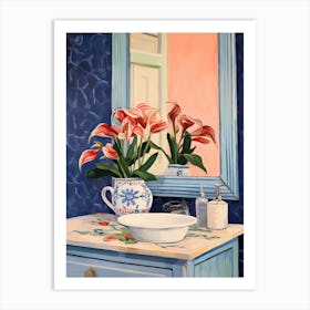 Bathroom Vanity Painting With A Calla Lily Bouquet 4 Art Print