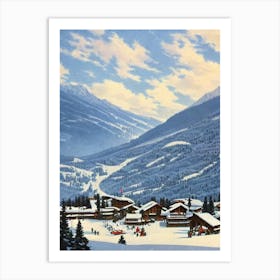 Les Arcs, France Ski Resort Vintage Landscape 3 Skiing Poster Art Print