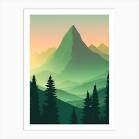 Misty Mountains Vertical Composition In Green Tone 178 Art Print