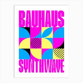 Bauhaus Synthwave #1 poster (fuchsia/magenta-blue) — abstract poster, retrowave print 2 Art Print