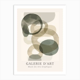 Galerie D'Art Abstract Abstract Circles Beige Green 2 Art Print