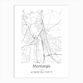 Montargis,France Minimalist Map Art Print