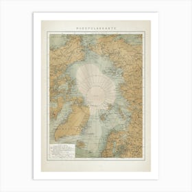 Vintage Brockhaus 7 Nordpolkarte Art Print