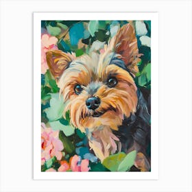 Yorkshire Terrier Floral Art Print