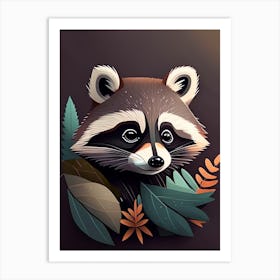 Forest Raccoon Cute Digital Art Print