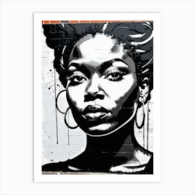 Vintage Graffiti Mural Of Beautiful Black Woman 58 Art Print