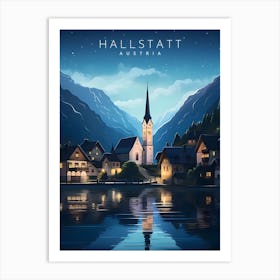 Austria Hallstatt Retro Travel Art Print